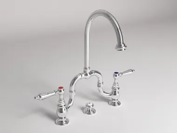 CARUSO - 3 hole bridge mixer with automatic pop-up waste by Park Avenue - view 2